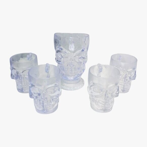 Acrylic Skull Bone Skeleton Clear Mugs & Pitcher Set Gothic Halloween Gothic - Picture 6 of 8